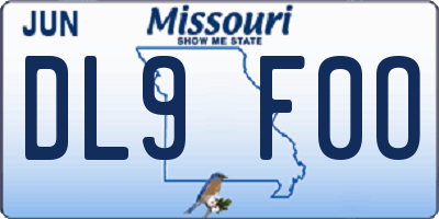 MO license plate DL9F0O