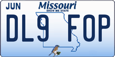 MO license plate DL9F0P