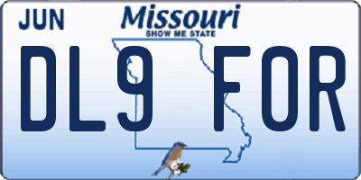 MO license plate DL9F0R