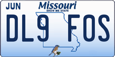 MO license plate DL9F0S