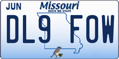 MO license plate DL9F0W