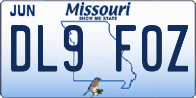MO license plate DL9F0Z