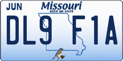 MO license plate DL9F1A