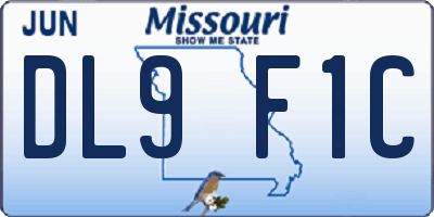 MO license plate DL9F1C