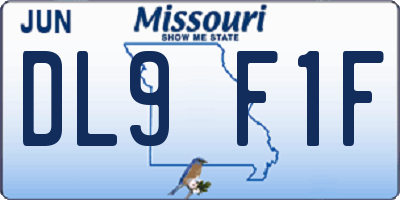 MO license plate DL9F1F