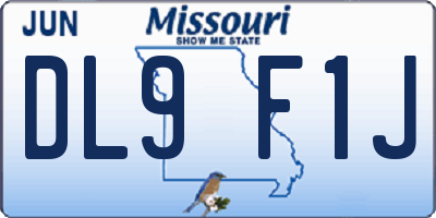 MO license plate DL9F1J