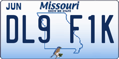 MO license plate DL9F1K