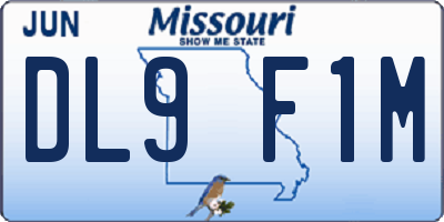 MO license plate DL9F1M