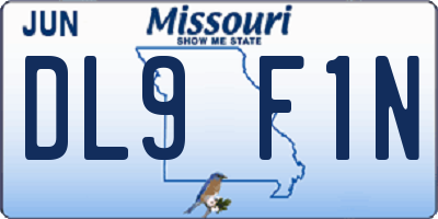 MO license plate DL9F1N