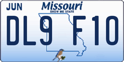 MO license plate DL9F1O