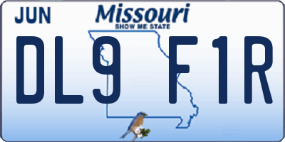 MO license plate DL9F1R