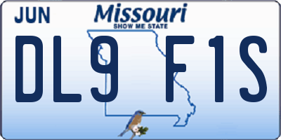 MO license plate DL9F1S