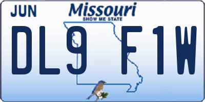 MO license plate DL9F1W