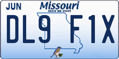MO license plate DL9F1X