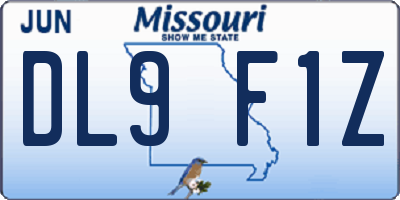 MO license plate DL9F1Z