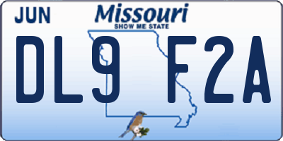 MO license plate DL9F2A