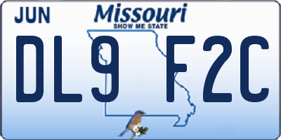 MO license plate DL9F2C