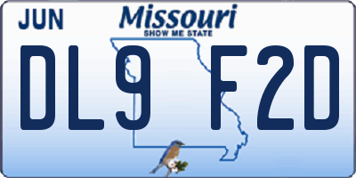 MO license plate DL9F2D