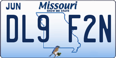 MO license plate DL9F2N
