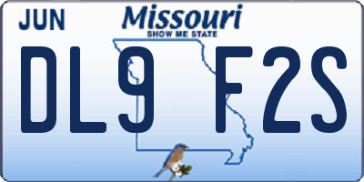 MO license plate DL9F2S