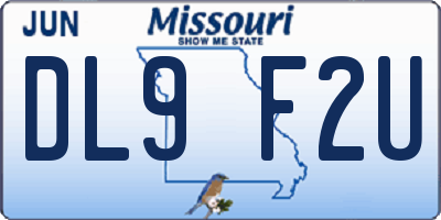MO license plate DL9F2U
