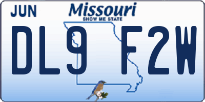 MO license plate DL9F2W