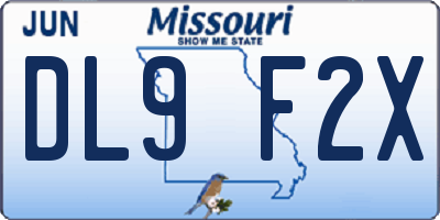 MO license plate DL9F2X