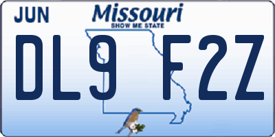 MO license plate DL9F2Z