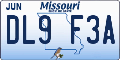 MO license plate DL9F3A