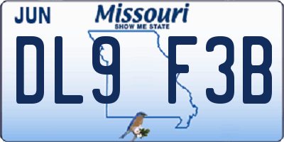 MO license plate DL9F3B