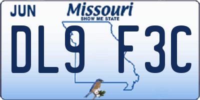 MO license plate DL9F3C