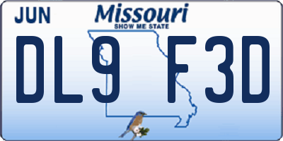 MO license plate DL9F3D