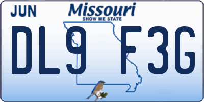 MO license plate DL9F3G