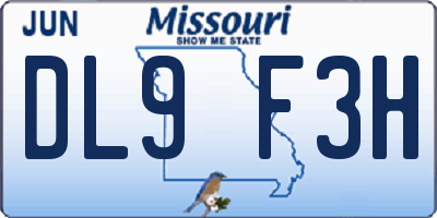 MO license plate DL9F3H