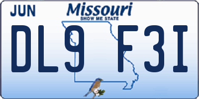 MO license plate DL9F3I