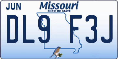 MO license plate DL9F3J