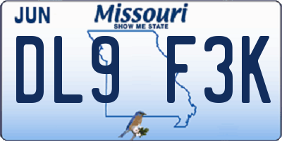 MO license plate DL9F3K