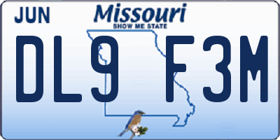 MO license plate DL9F3M