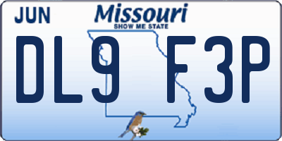 MO license plate DL9F3P