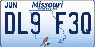 MO license plate DL9F3Q
