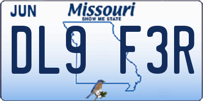 MO license plate DL9F3R