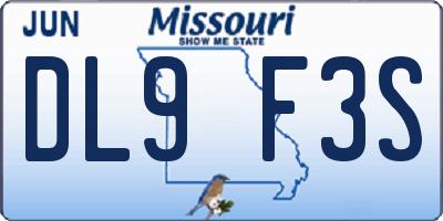 MO license plate DL9F3S