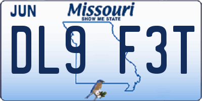 MO license plate DL9F3T