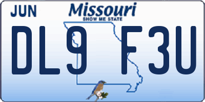 MO license plate DL9F3U