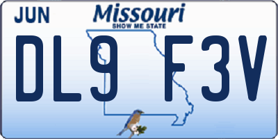 MO license plate DL9F3V
