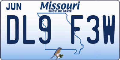 MO license plate DL9F3W