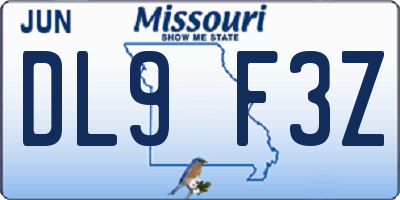 MO license plate DL9F3Z