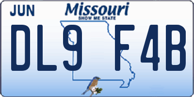 MO license plate DL9F4B