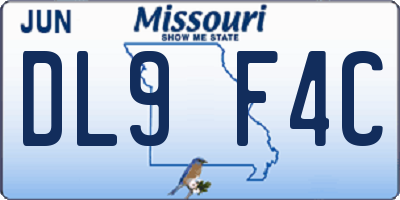 MO license plate DL9F4C