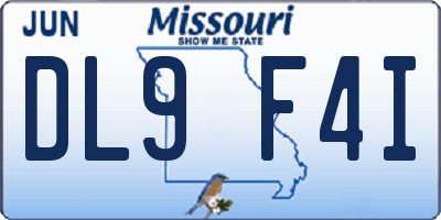 MO license plate DL9F4I